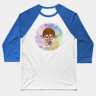 Proud to be American (Sleepy Forest Creatures) Baseball T-Shirt